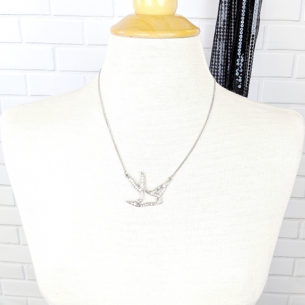 Bird‎ Rhinestone Silver Necklace